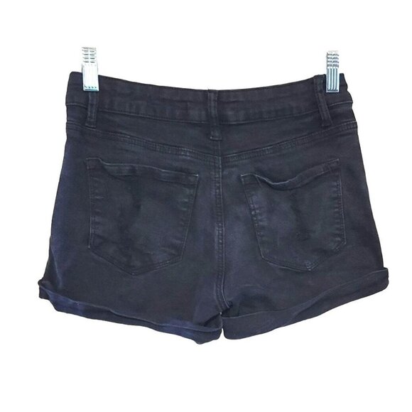 Kancan Sz 27 Black Distressed Cuffed Mid Rise Stretch Shorts Style #KC6005BK - Picture 8 of 8